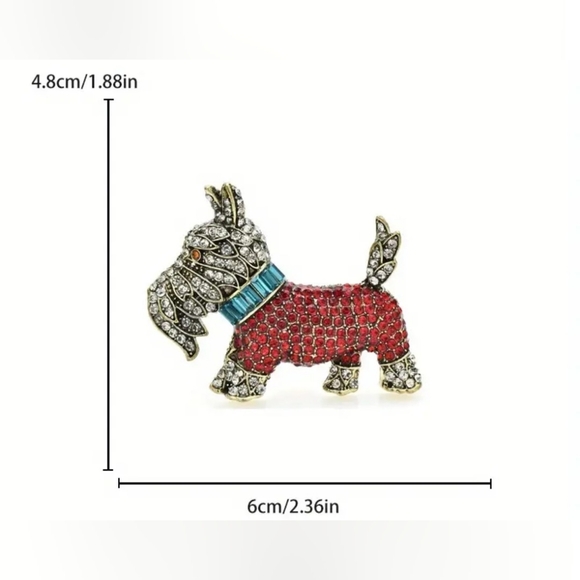 Red and Silver Scottie Dog Brooch - Picture 4 of 4